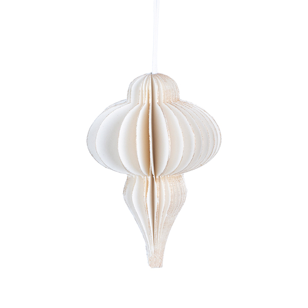 Papierdeko Origami CONE, 7,5 cm, weiß, Goldrand / CONTIGO Fairtrade Onlineshop
