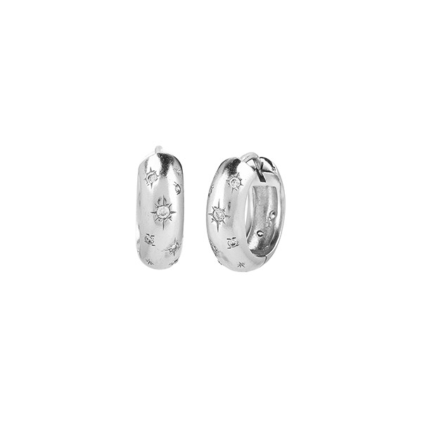 Creole SHINY 1,5 cm, Zirkonia, versilbert / CONTIGO Fairtrade Onlineshop
