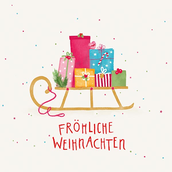 Grußkarte S Weihnachtsschlitten