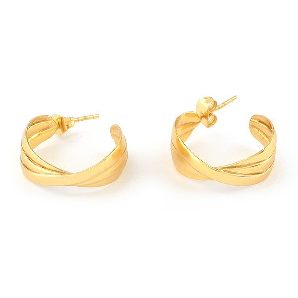 Ohrstecker Creole, twisted, 22K vergoldet