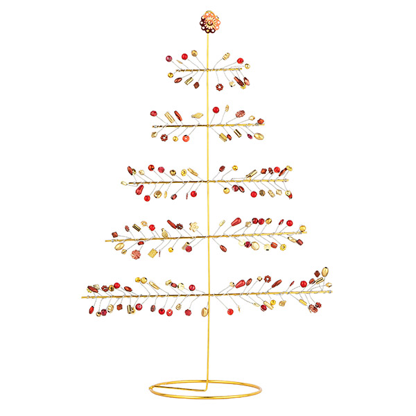 Perlendekoration Tannenbaum 30x22cm, rot-gold