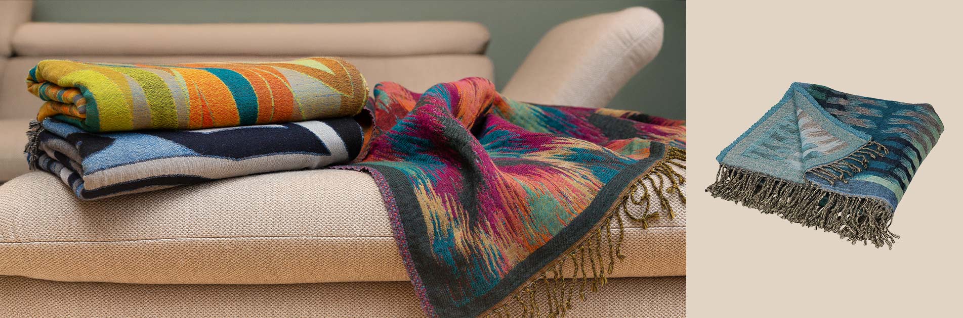 Bunte Kuscheldecken aus Schurwolle, Wolldecken aus Fairem Handel von CONTIGO Fairtrade Onlineshopn