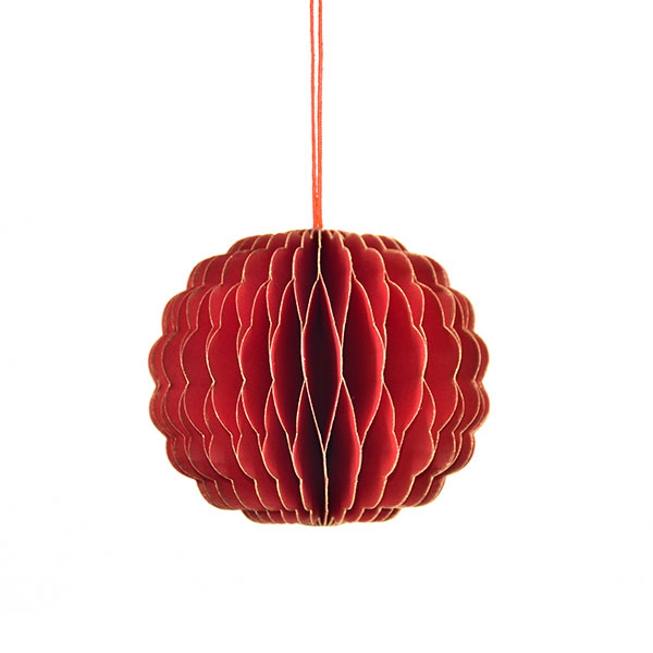 Papierdeko Origami 8cm SPHERE rot, Goldrand / CONTIGO Fairtrade Onlineshop