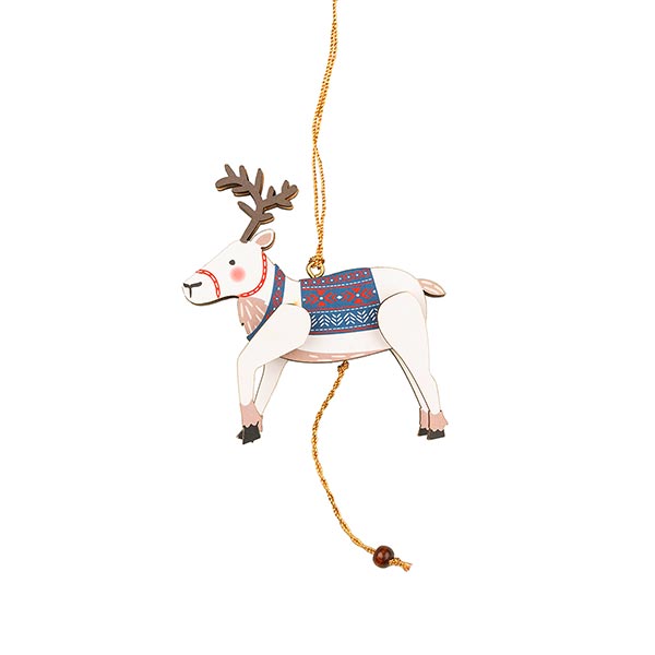 Hampelfigur Rentier weiß, MDF / CONTIGO Fairtrade Onlineshop