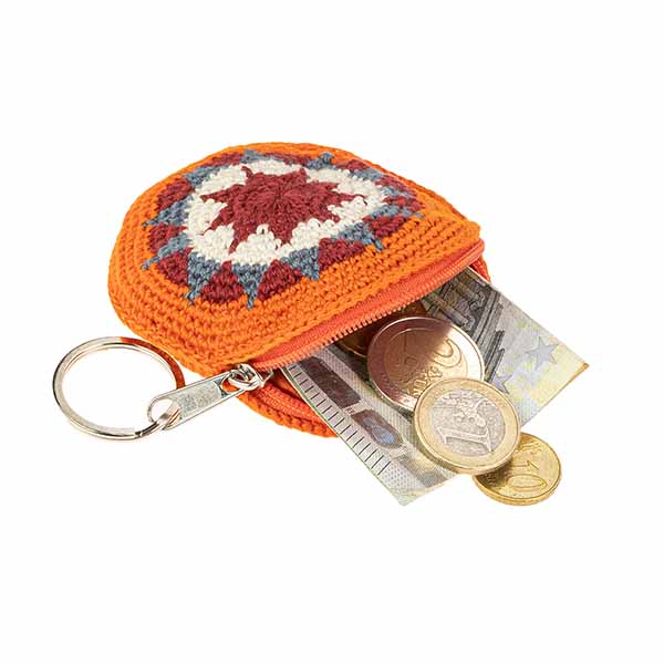 Häkeltäschchen mit Schlüsselring, verschiedene Farben(St / CONTIGO Fairtrade Onlineshop