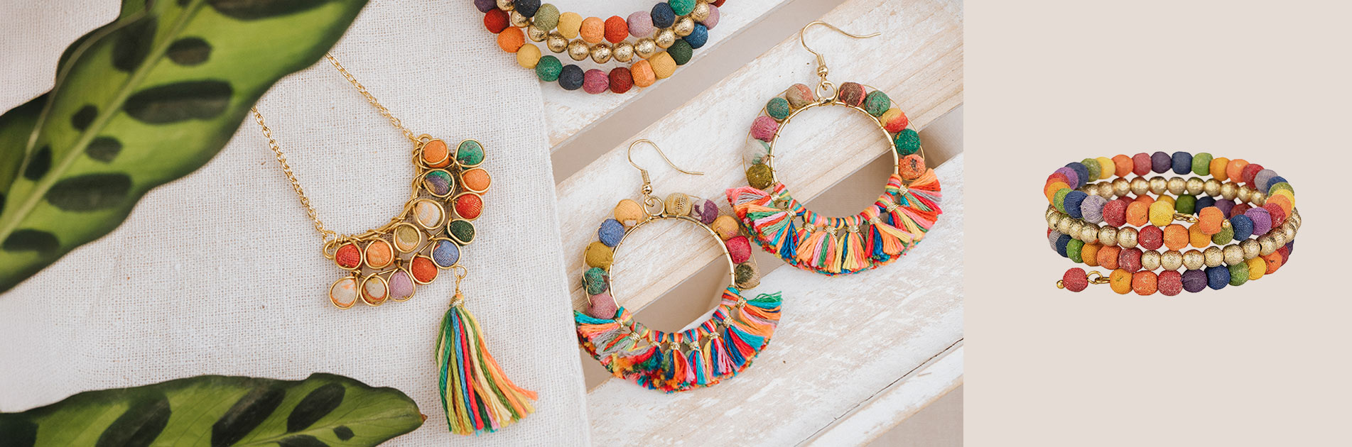 nachhaltige Upcycling Schmuck aus Saristoff von Contigo Fairtrade Onlineshop