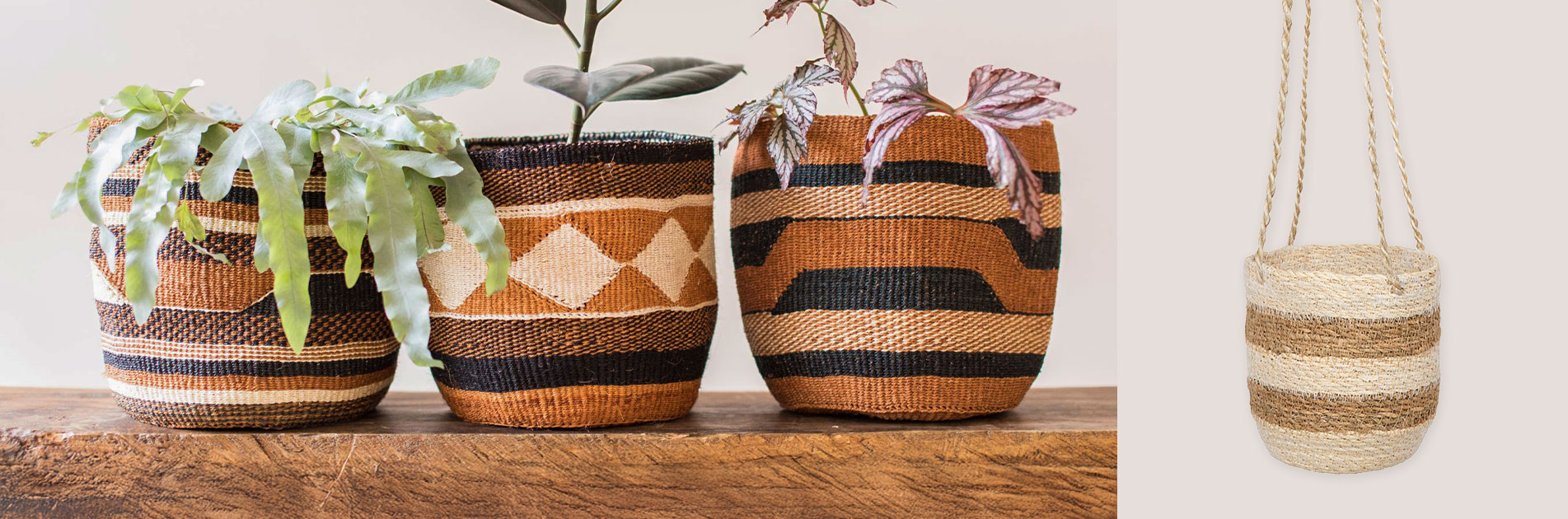 afrikanische Pflanzenübertöpfe handgeflochten aus Sisal von Contigo Fairtrade Onlineshop