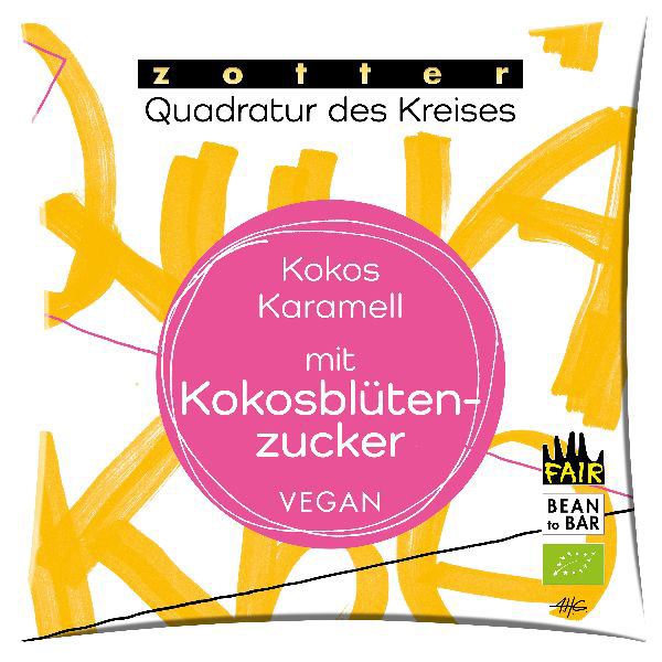 Quadratur Kokos Karamell mit Kokosblütenzucker70g BIO vegan / CONTIGO Fairtrade Onlineshop