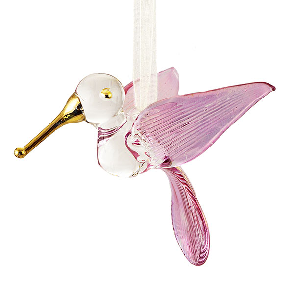 Glasdekoration Kolibri AZAFIR 7cm, rosé-gold