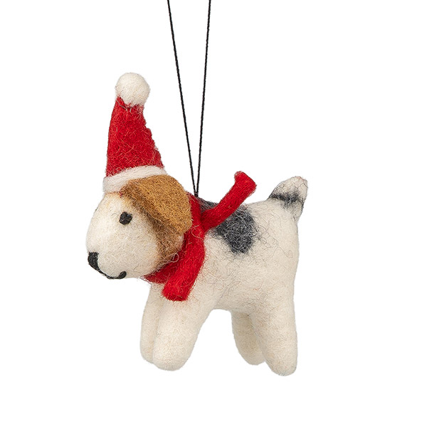 Dekoanhänger WEIHNACHTHUND, Wollfilz