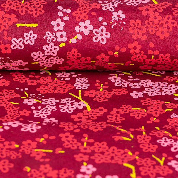 LOKTA Papierbogen, handgeschöpft, BLÜMCHEN, purpur / CONTIGO Fairtrade Onlineshop