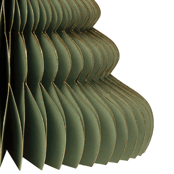 Weihnachtsbaum ORIGAMI 15 cm, piniengrün, Goldrand, Papier / CONTIGO Fairtrade Onlineshop