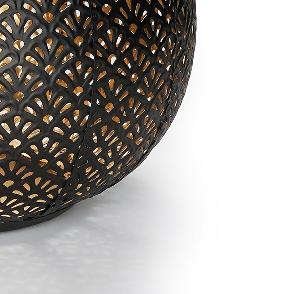 Windlicht 22x15cm , FLOWER BOWL, schwarz-gold, Eisenblech / CONTIGO Fairtrade Onlineshop