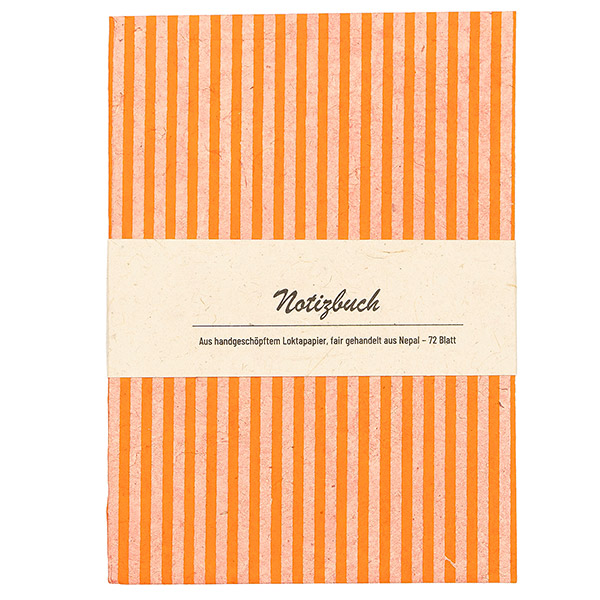 Notizheft STREIFEN, koralle-apricot / CONTIGO Fairtrade Onlineshop