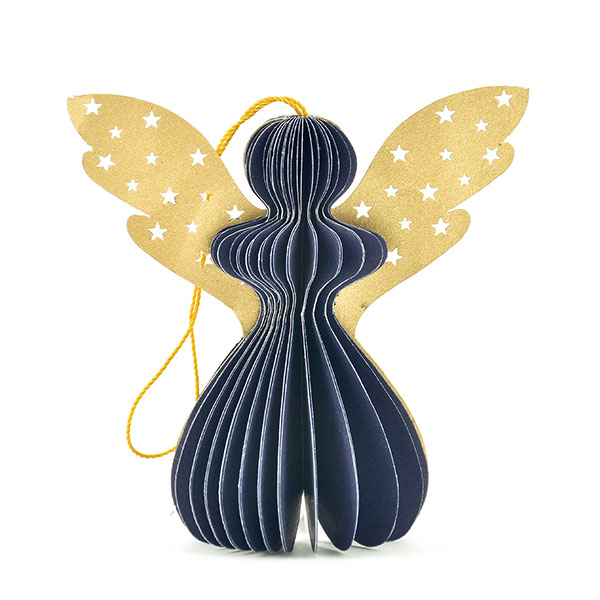 Papierdeko Engel Origami 7cm dunkelblau Sterne, Papier / CONTIGO Fairtrade Onlineshop