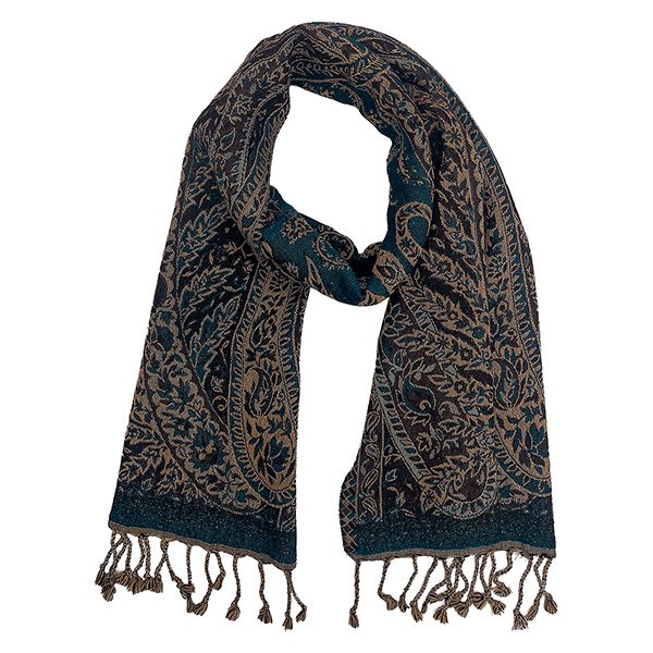 Schal PAISLEY blau-braun-petol, 165x35cm, 100 % Wolle Schal PAISLEY blau-braun-petol, 165x35cm, 100 % Wolle