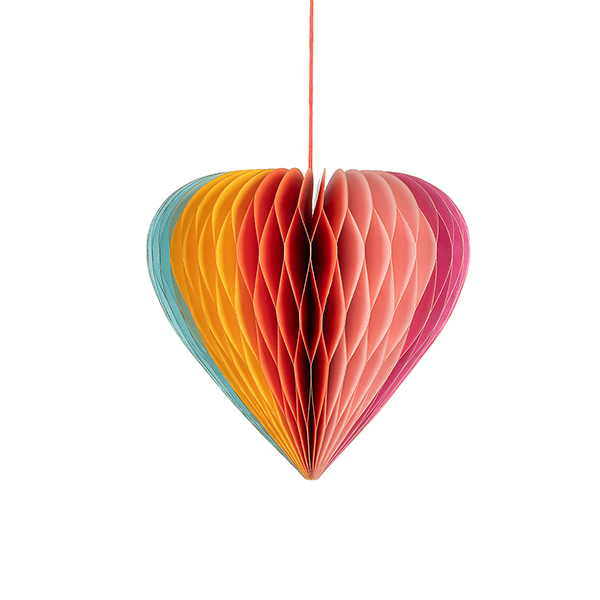 Papierdeko Origami 12,5 cm RAINBOW HEART, bunt, FSC Papier / CONTIGO Fairtrade Onlineshop