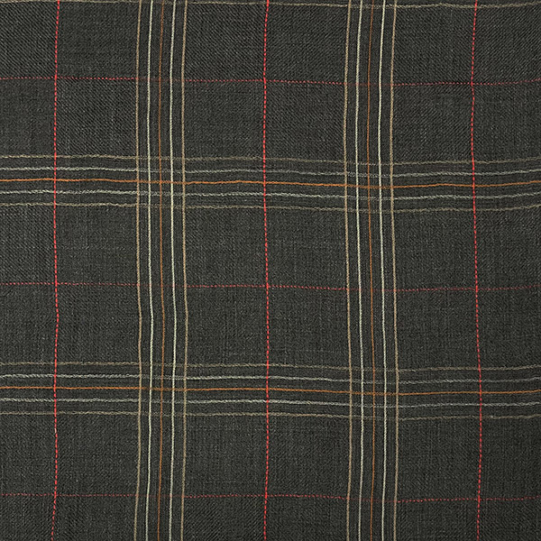 Webschal TARTAN, kariert, grau-orange, 180x70 cm, 94 % Wolle, 6 % Seide / CONTIGO Fairtrade Onlineshop