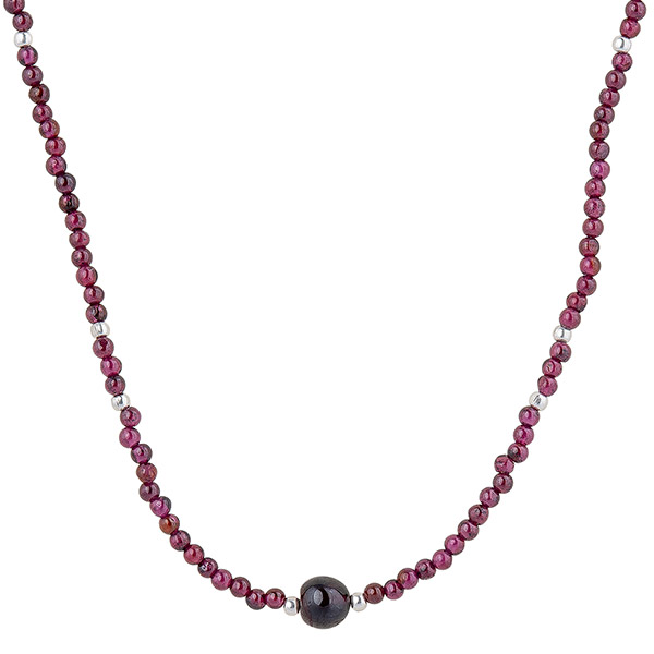 Halskette KUGELPERLE Granat und Silberperlchen / CONTIGO Fairtrade Onlineshop
