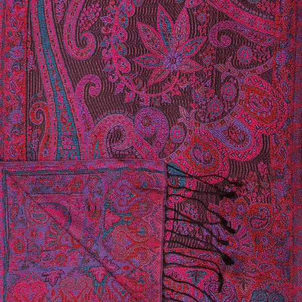 Schal PAISLEY pink-fuchsia-schwarz-mix, 165x35cm, Seide / CONTIGO Fairtrade Onlineshop