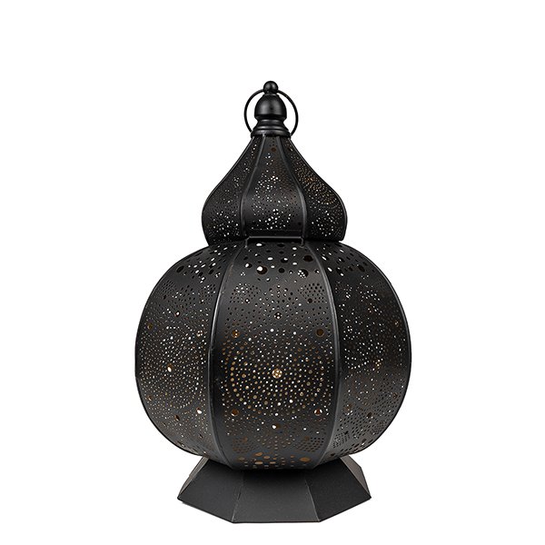 Laterne 39x24 cm, ORIENTAL LIGHTS, schwarz-gold, Eisenblech