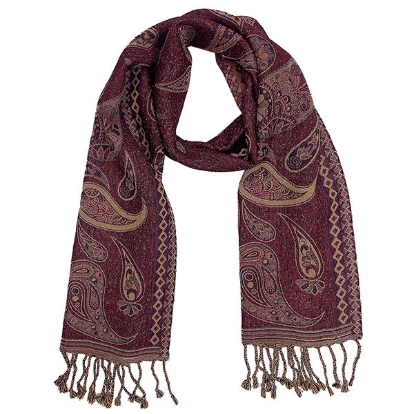 Schal PAISLEY aubergine-dunkelblau-creme, 165x35cm, 100 % Wolle Schal PAISLEY aubergine-dunkelblau-creme, 165x35cm, 100 % Wolle