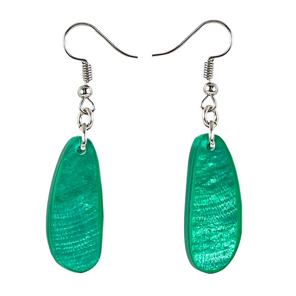 Ohrringe länglich seegrün, Capiz / CONTIGO Fairtrade Onlineshop