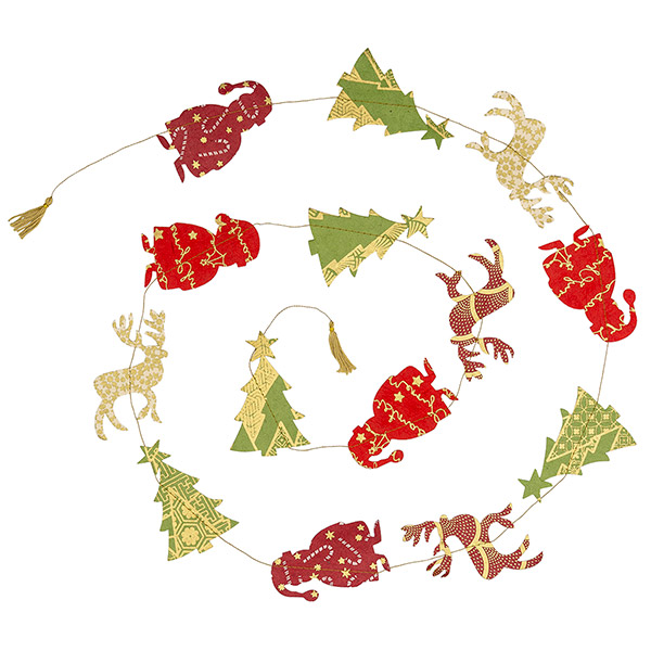 Girlande XMAS SANTA bunt, 180cm, Loktapapier / CONTIGO Fairtrade Onlineshop