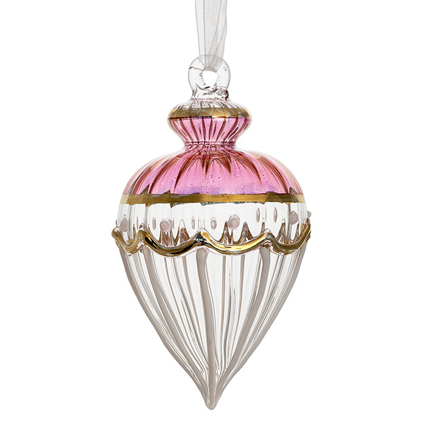 Glasdekoration 8cm Layali, mauve-gold