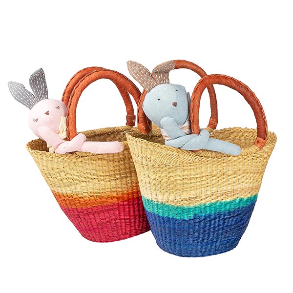 Bolga Korb KLEIN U-Form 30cm DIPPY blau, Steppengras / CONTIGO Fairtrade Onlineshop