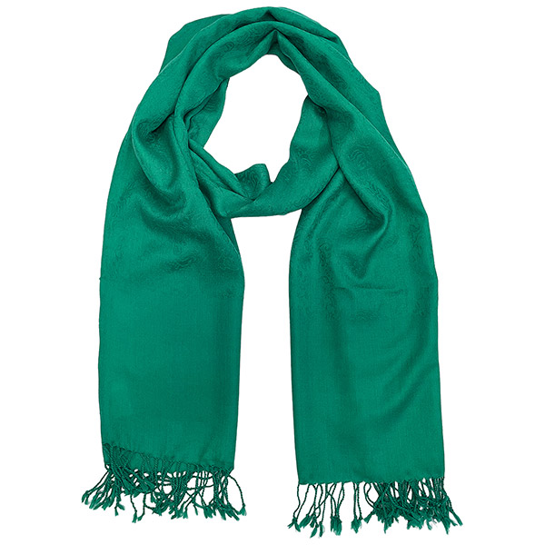 Webschal UNI PAISLEY, petrol, einfarbig, 200x70 cm, 35 % Wolle, 65 % Polyester