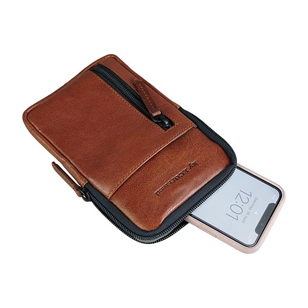 Handytasche SPORTY chestnut, Ziegenleder / CONTIGO Fairtrade Onlineshop
