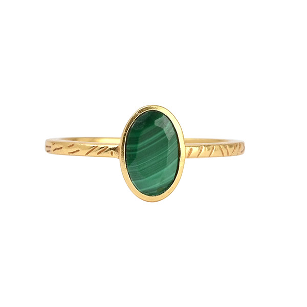 Ring Malachit, 22 K vergoldet, [S01] / CONTIGO Fairtrade Onlineshop