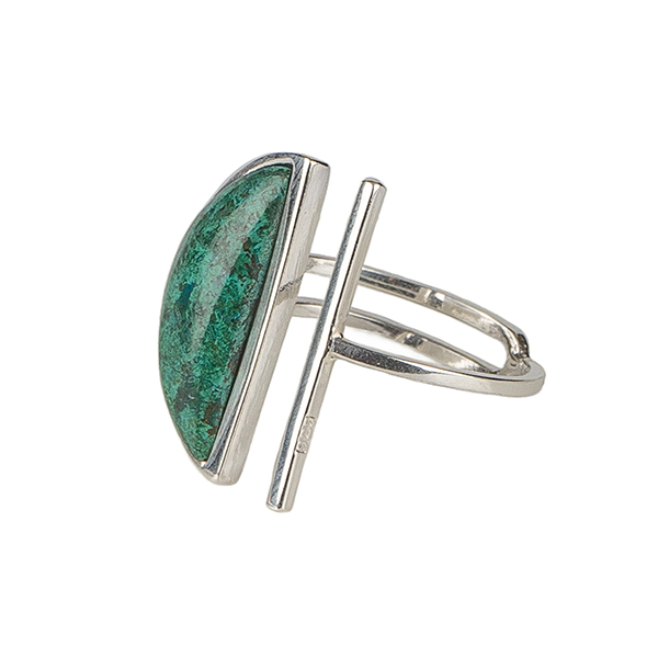 Ring ILO HALFMOON, Chrysokoll, Silber / CONTIGO Fairtrade Onlineshop