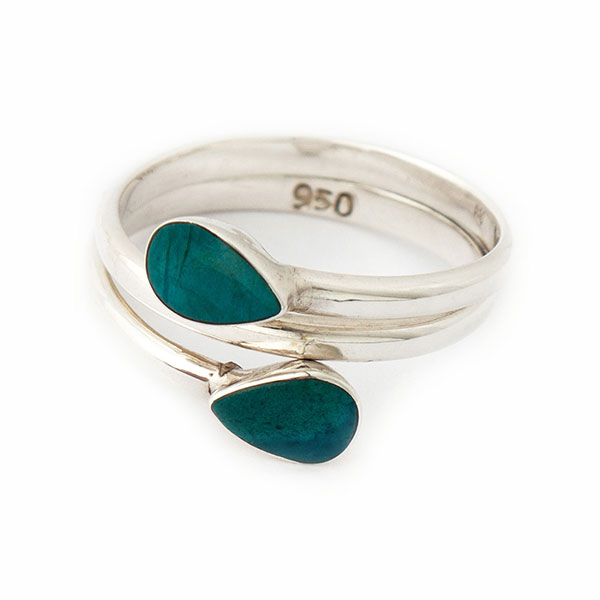 Ring DOS GOTAS Chrysokoll, Silber