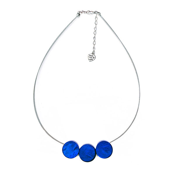 Halskette TRIO DISC saphir blau, Capiz