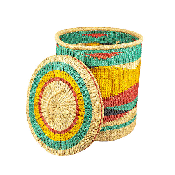Bolga Wäschekorb 44cm COLOUR, Steppengras / CONTIGO Fairtrade Onlineshop
