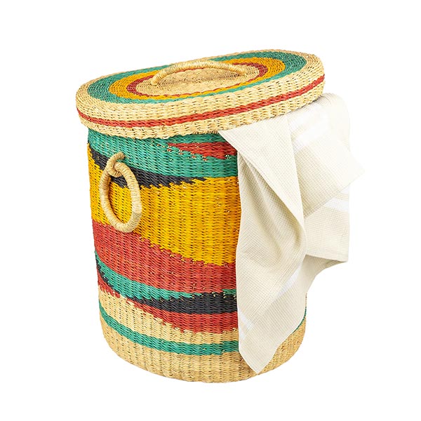 Bolga Wäschekorb 44cm COLOUR, Steppengras / CONTIGO Fairtrade Onlineshop