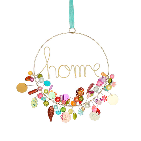 Perlendekoration RING "HOME" 13cm, multicolor