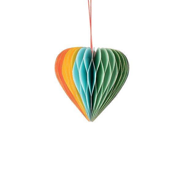 Papierdeko Origami 9 cm RAINBOW HEART, bunt, Papier