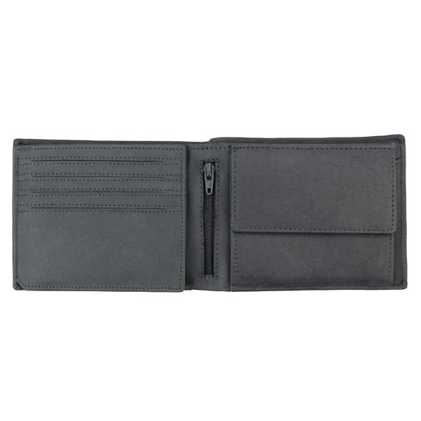 Börse Vintage-SPORTY 13x10cm RFID sec. schwarz, Rindsleder / CONTIGO Fairtrade Onlineshop