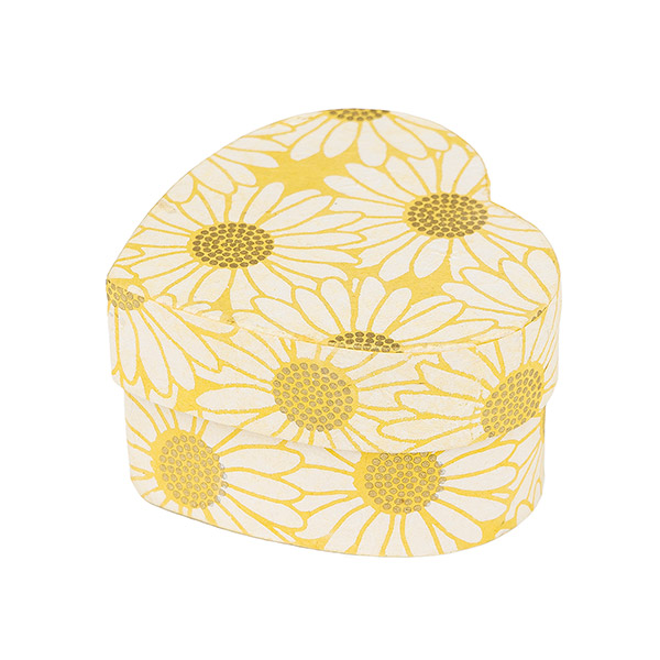 Dekobox Herzform L, SONNENBLUME, gelb-natur-gold / CONTIGO Fairtrade Onlineshop