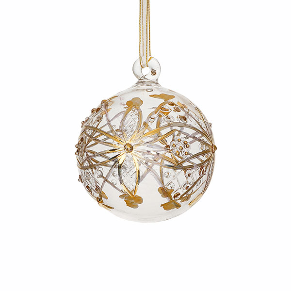 Glaskugel AZIZA 6cm, transparent-gold