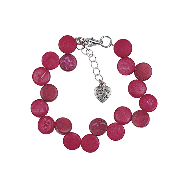 Armband Puntos, weinrot, Kokosnuss