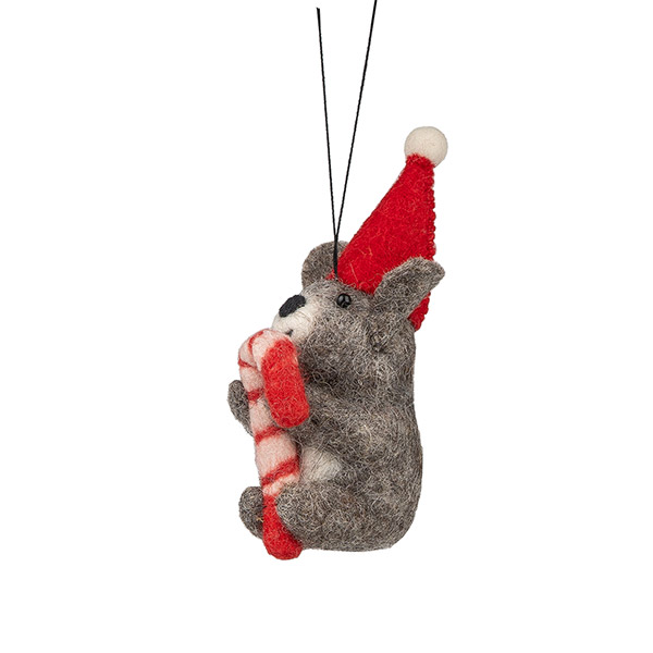 Dekoanhänger HAMSTER MIT ZUCKERSTANGE, Wollfilz