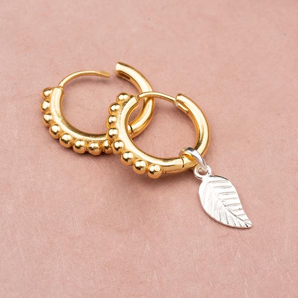 Ohrringe Creole BUBBLES, Mix&Match, 1,5 cm, 22K vergoldet / CONTIGO Fairtrade Onlineshop
