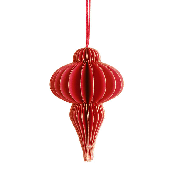 Papierdeko Origami CONE, 7,5 cm, rot, Goldrand / CONTIGO Fairtrade Onlineshop