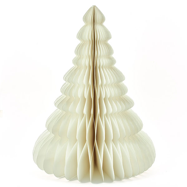 Weihnachtsbaum XL ORIGAMI 45cm, weiß, Goldrand, Papier