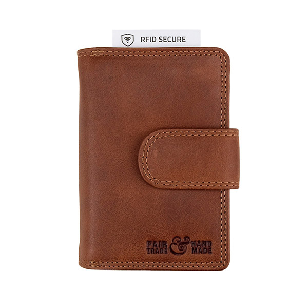 Börse Vintage-FLAP 8,5x12 braun RIFD-secure, Rindsleder / CONTIGO Fairtrade Onlineshop