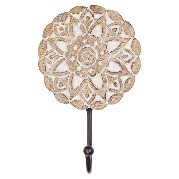 Kleiderhaken KALAMKARI handgeschnitzt, Mangoholz (Stückpreis) / CONTIGO Fairtrade Onlineshop